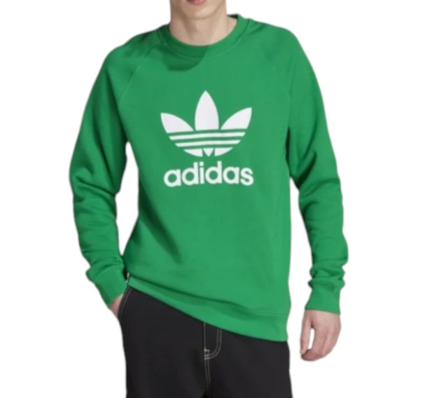 FELPA UOMO IM4503 TREFOIL CREW GREEN VERT adidas walkingon