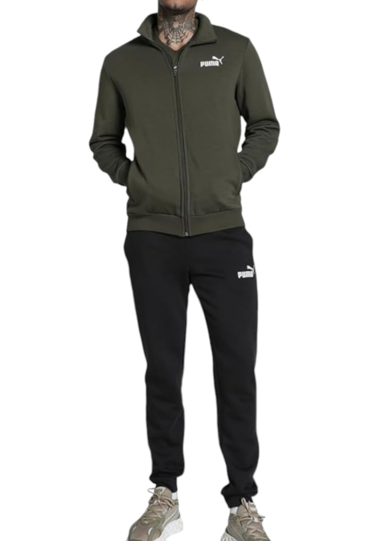 TUTA UOMO 585841 70 CLEAN SWEAT SUIT DARK OLIVE PUMA walkingon